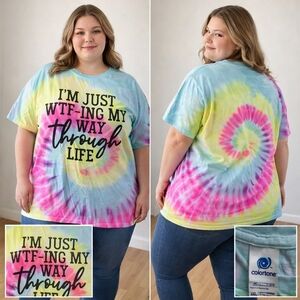 Colortone Tie-Dye Graphic T-Shirt 3XL “I’m Just WTF-ing My Way Through Life”